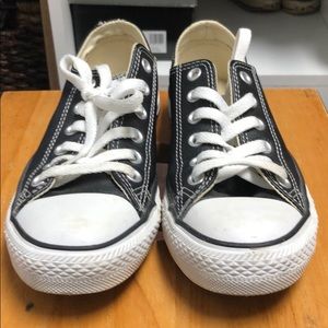 Converse black leather Chuck Taylors, 6.5